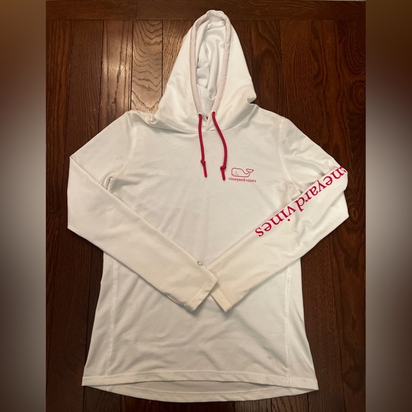 Vineyard Vines Performance White & Pink Long-sleeve Hoodie Size Small - Picture 2 of 6